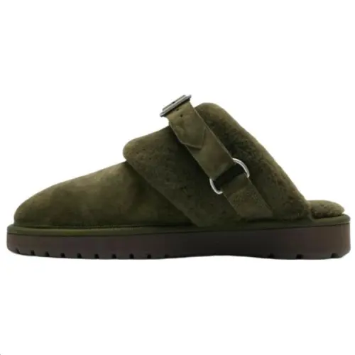 Burberry Suede And Shearling Chubby Mules