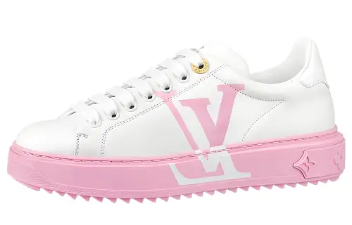 LOUIS VUITTON Time Out Cow Leather Sports Low top Stylish Skateboarding Shoes Women's White Pink