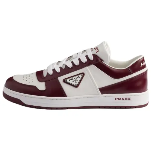 PRADA Downtown Low top Skateboard Shoes Men's White & Burgundy