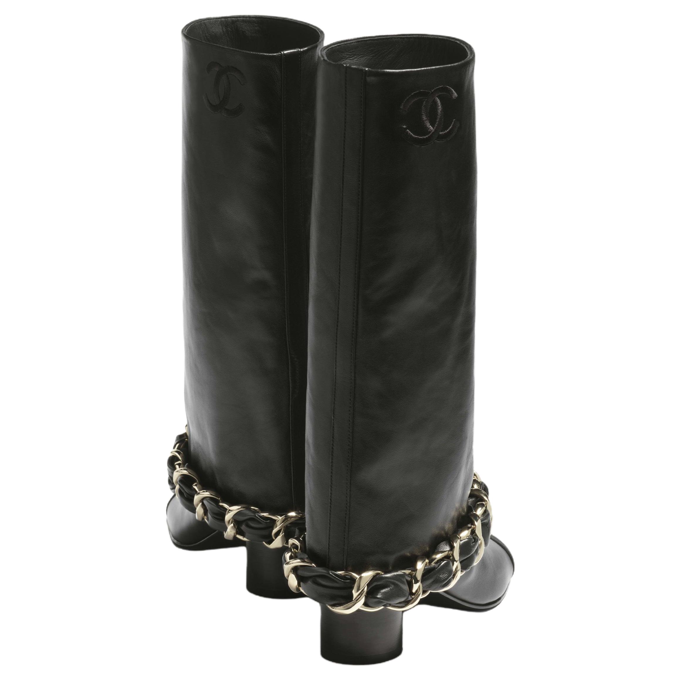 Женские сапоги Chanel 25B 5cm (черные) — фото 5