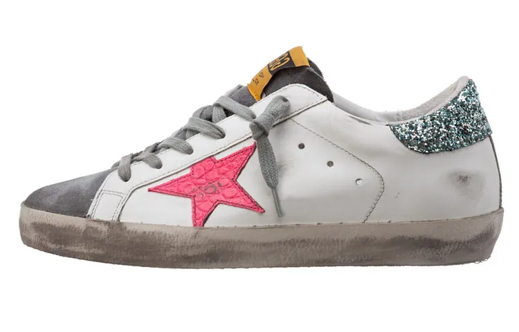 Golden Goose Super Star Low top Skateboard Shoes Women's White Gray Pink