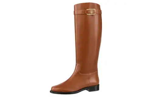 LOUIS VUITTON Westside Leather Knee high Boots Women's Brown