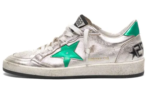 Golden Goose Ball Star Stylish Skateboarding Shoes Women's Silver Distressed