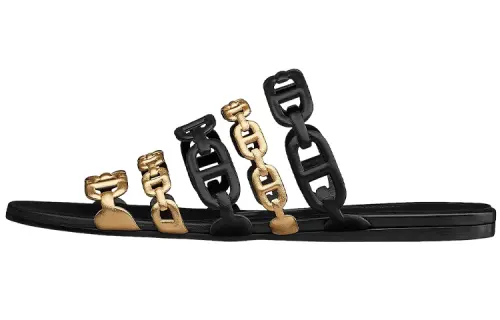 HERMES Slip on Slide Slippers Women's Black