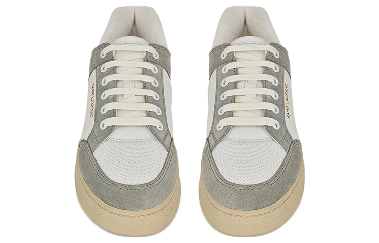 SAINT LAURENT SL/61 Low top Stylish Skateboarding Shoes Women's Gray White