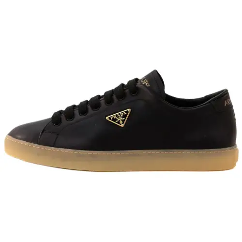 PRADA Leather Low top Skateboard Shoes Men's Black