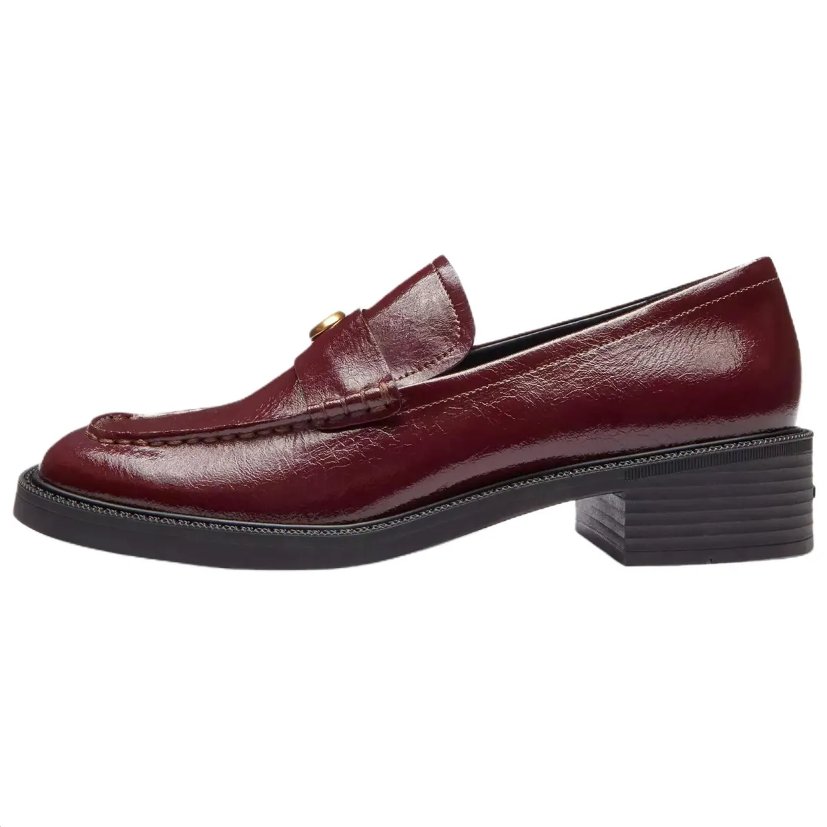 COACH Penny Cow Split Leather Loafers 2.5cm Women's Red