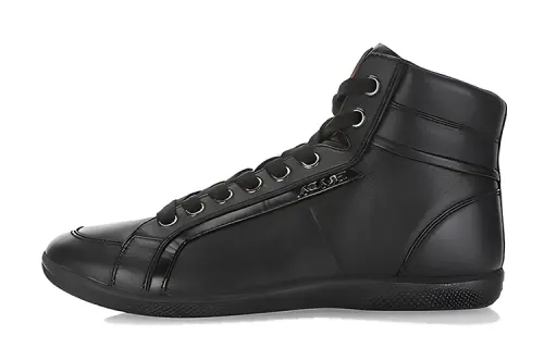PRADA Cow Leather High top Casual Shoes Men's Black