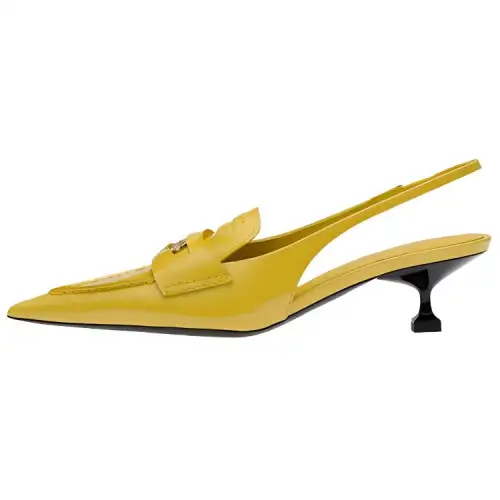 MIU MIU Penny Leather Cone Heel High Heels Women's Yellow