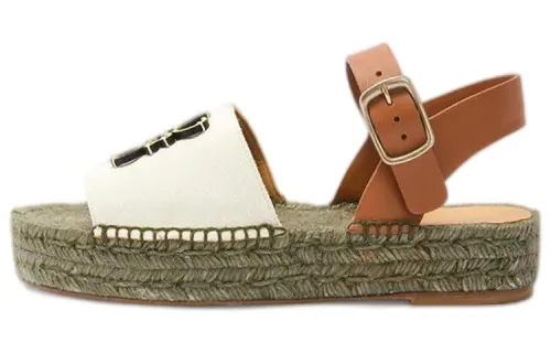 LOEWE Leather One Strap Sandals Women's White Green