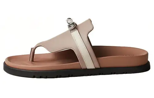 HERMES Fashion Trend Rubber Sole Flip Flops Women's Brown