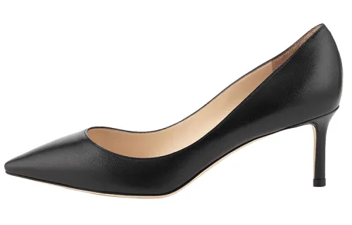 Jimmy Choo Romy Leather Pointed Toe Slim Heel High Heels 6CM Women's Black