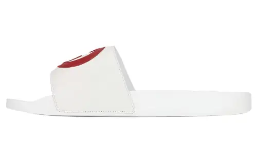 GUCCI Interlocking G Leather Slides White
