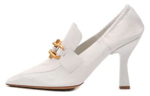 Bottega Veneta Leather Slim Heel High Heels 9.6cm Women's White