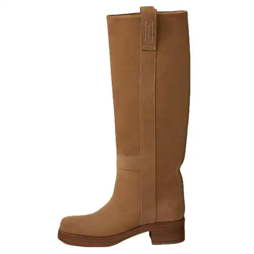 HERMES Horse Suede Knee high Boots Women's Brown