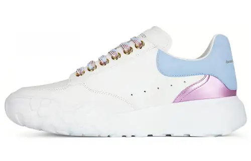 Alexander McQueen Court Trainer Leather Low top Casual Shoes Women's White Blue Purple