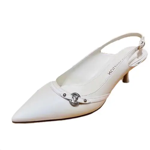 LOUIS VUITTON Cow Leather Slim Heel High Heels Women's White
