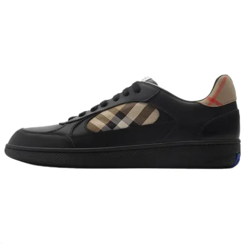 Burberry Leather Low top Skateboard Shoes Men's Black
