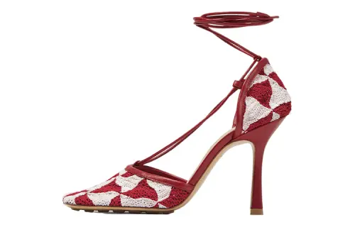 Bottega Veneta Hand Crocheted Wavy Triangle Stretch Sandals Women's