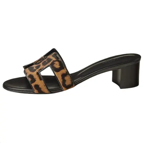 HERMES Oasis Slide Slippers Women's Brown & Black