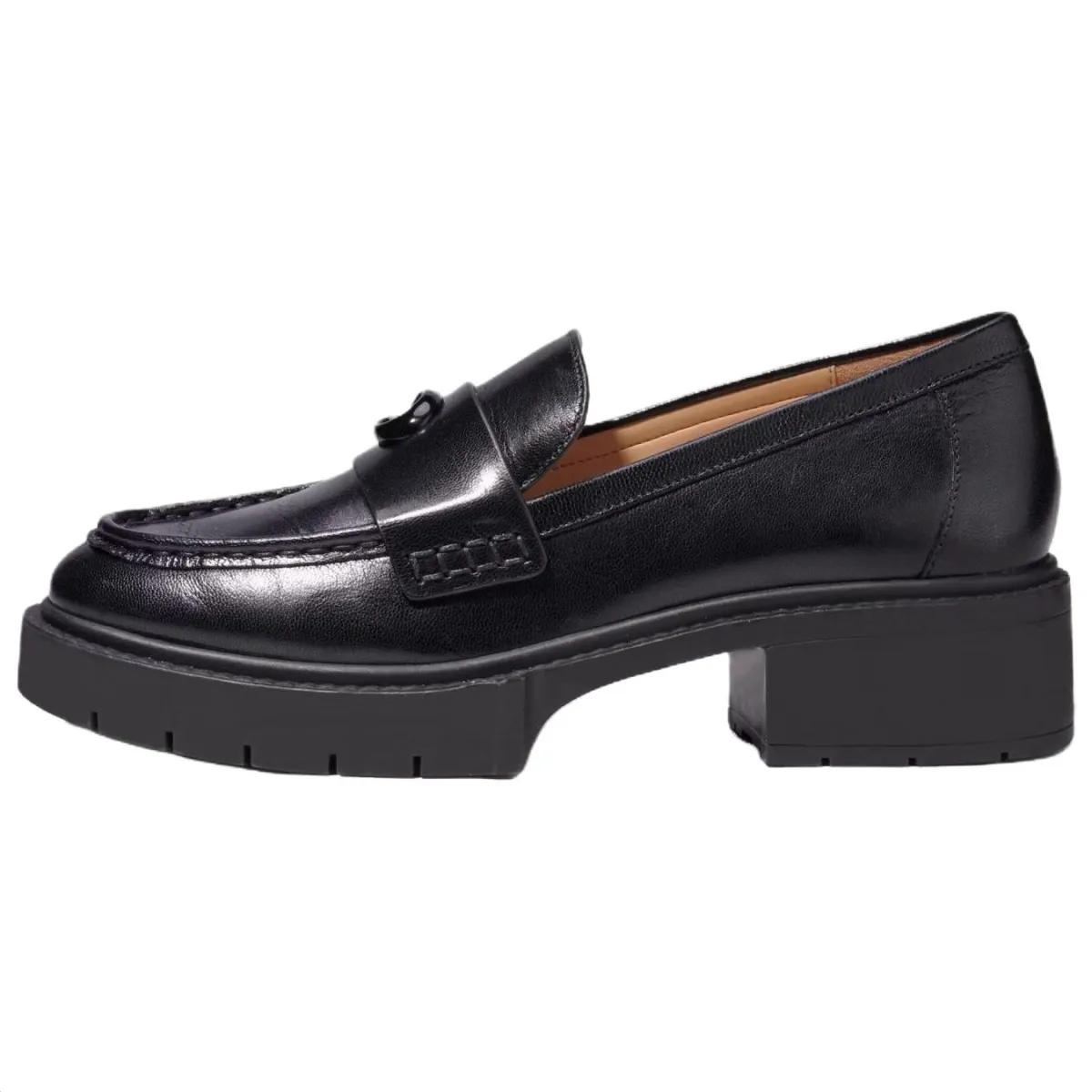 COACH Leah Leather Loafers 4cm Women's Black