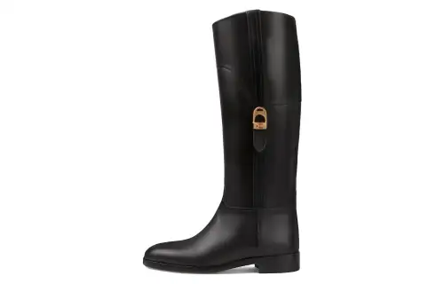 GUCCI Leather Knee high Boots Women's Black