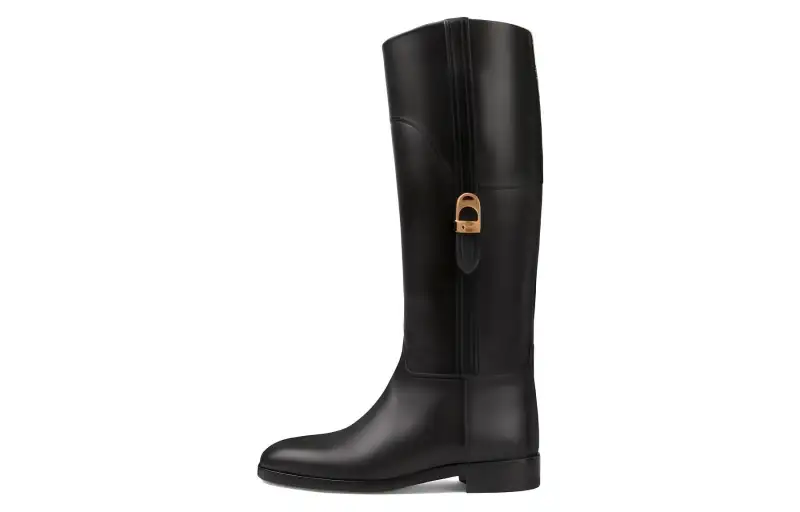 GUCCI Leather Knee high Boots Women's Black