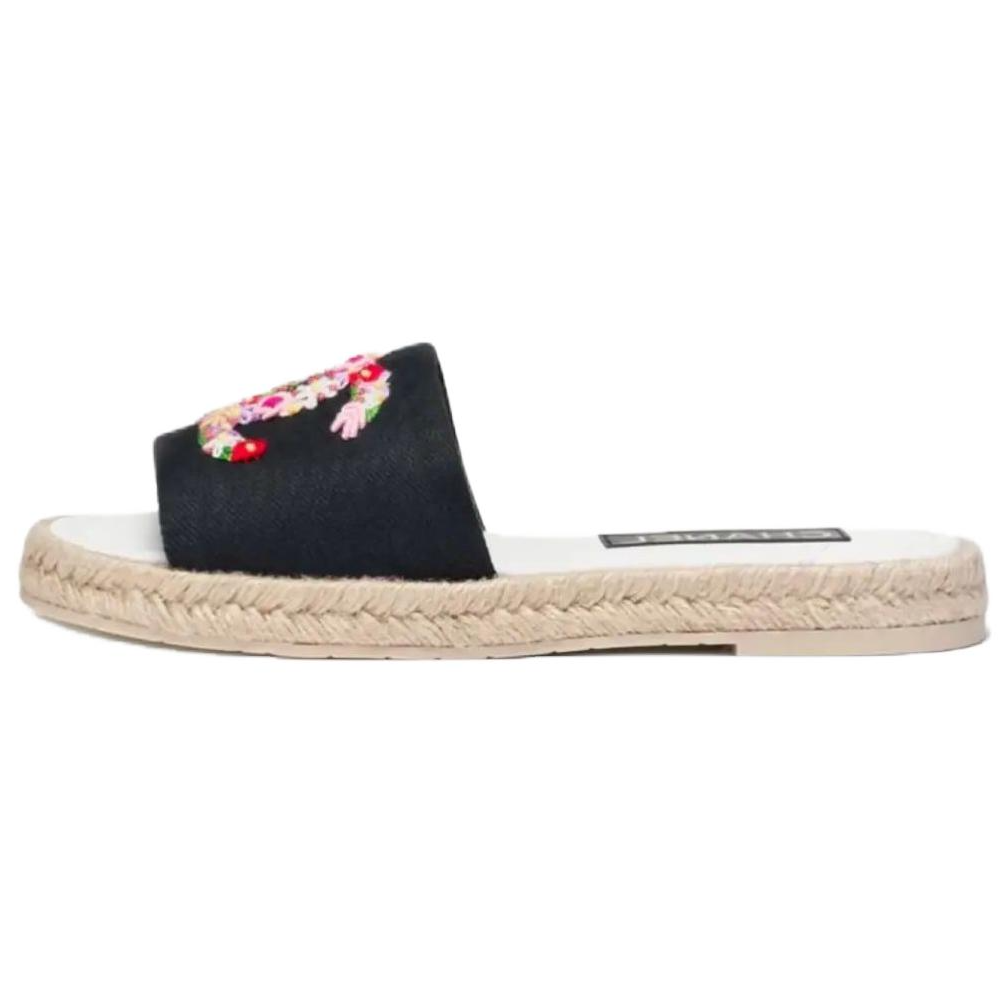 CHANEL 25P Spring Summer Rubber Slide Slippers Women's Black