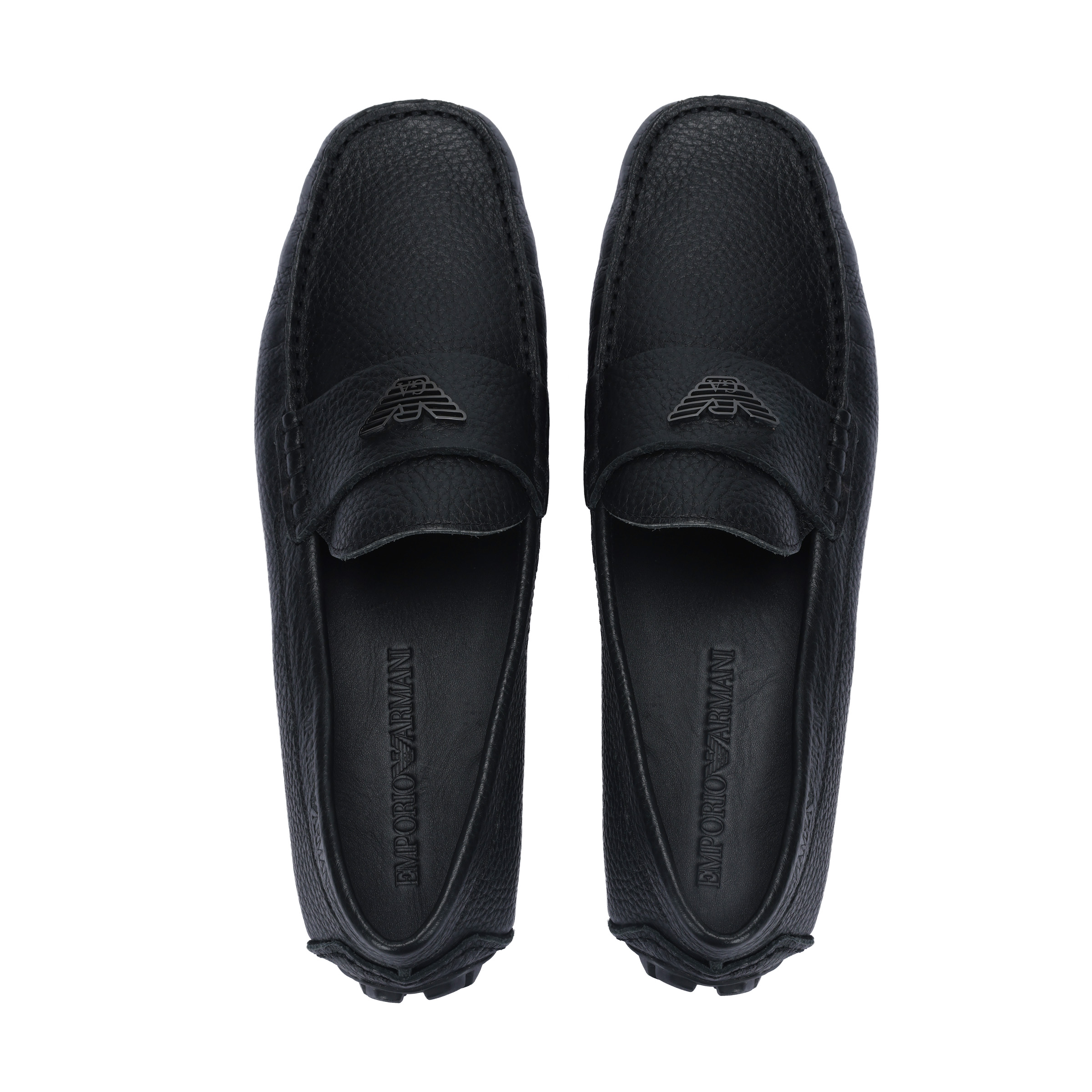EMPORIO ARMANI Leather Men's Casual Shoes Men's Black