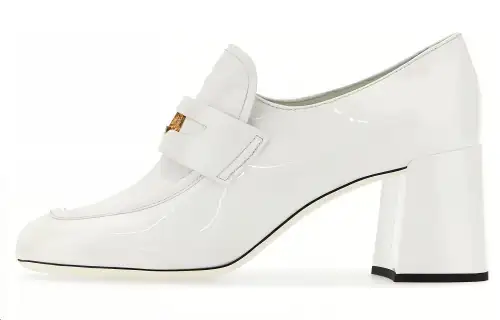 MIU MIU Leather Chunky Heel High Heels Women's White