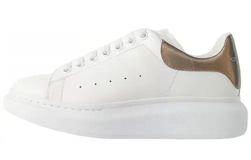 Alexander McQueen Cow Leather Height Increasing Low top Stylish Skateboarding Shoes Men's White