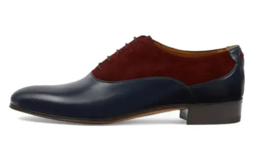 GUCCI Double G Panelled Lace up Shoes Brown Blue