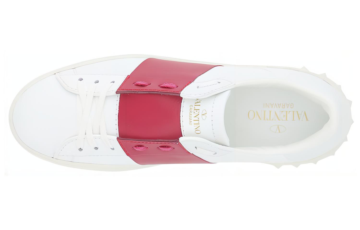 Женские кеды Valentino Open (бело-розовые) — фото 4