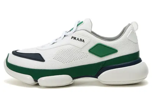 PRADA PU, Textile Cushioning Height Increasing Low top Casual Shoes Men's White