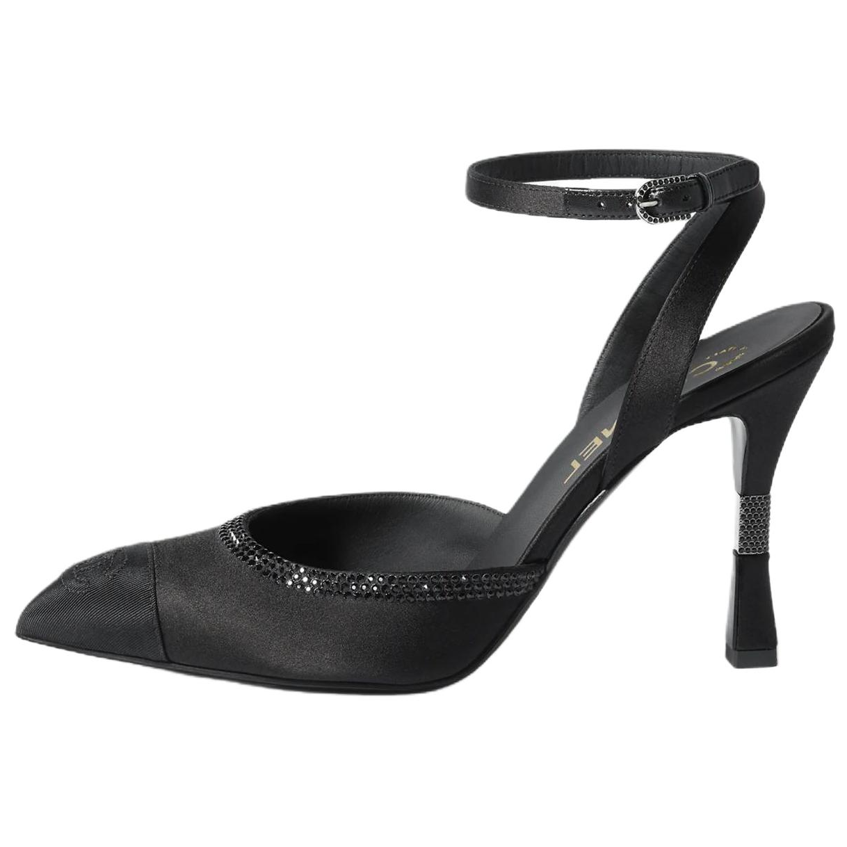 CHANEL 25A Slim Heel High Heels 9.5cm Women's Black