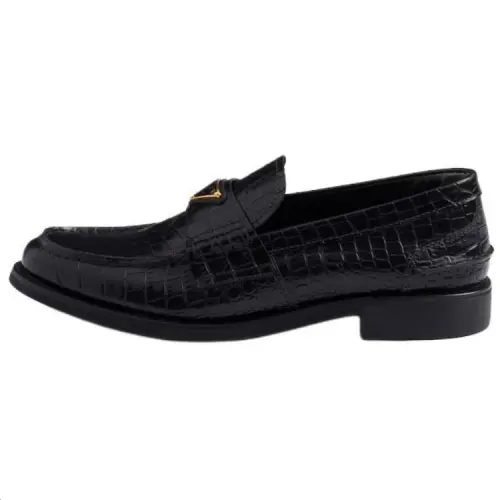 PRADA Leather Loafers Women's Black