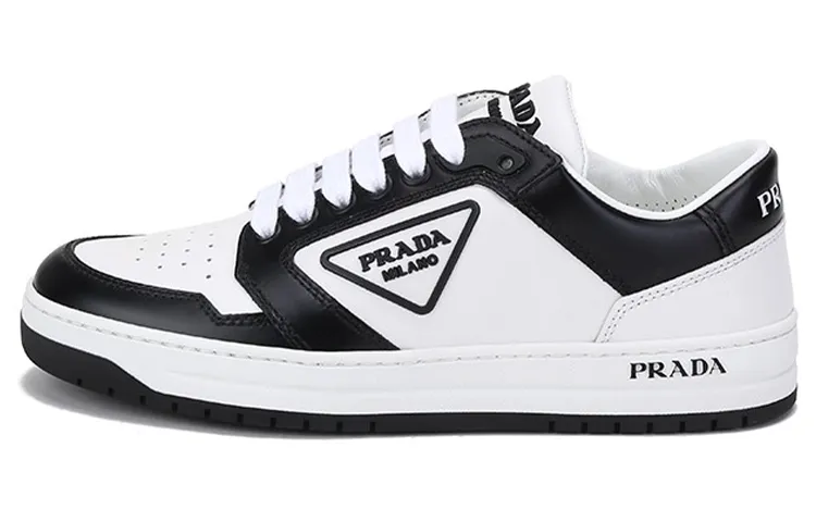 PRADA District Leather Sneakers 'White Black' Women's