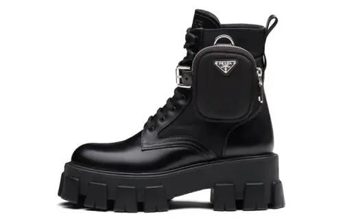 PRADA Monolith Pouch-detail Leather Boots