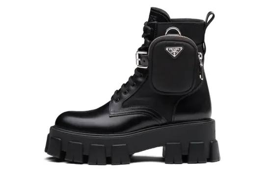 PRADA Monolith Pouch-detail Leather Boots