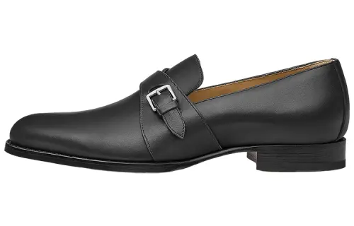 HERMES Doug Leather Loafers Men's Black