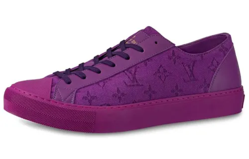 LOUIS VUITTON Tattoo MONOGRAM Canvas Low top Stylish Skateboarding Shoes Men's Purple
