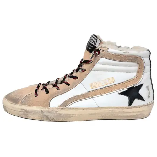 Golden Goose Slide High top Stylish Skateboarding Shoes Men's Brown White