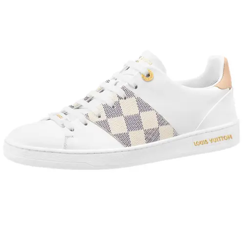 LOUIS VUITTON Frontrow Sneakers 'White With Beige Grey Plaid' Women's