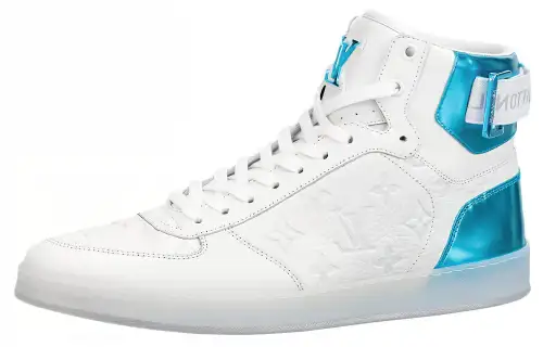 LOUIS VUITTON Rivoli Ankle Sneakers 'White Monogram With Metallic Blue'
