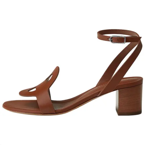 HERMES Chaine D'Ancre One Strap Sandals 4.5cm Women's Brown