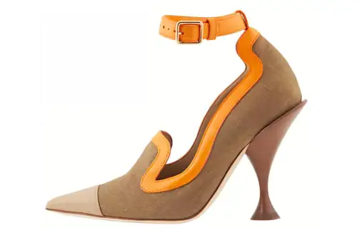 Burberry Leather, Textile Cone Heel High Heels Women's Brown