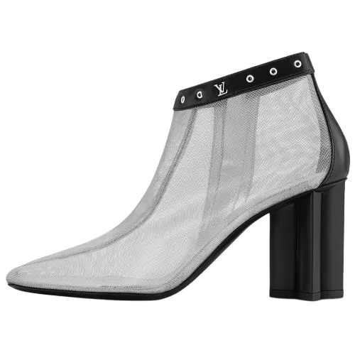 LOUIS VUITTON Silhouette Leather Ankle Boots 8cm Women's Silver