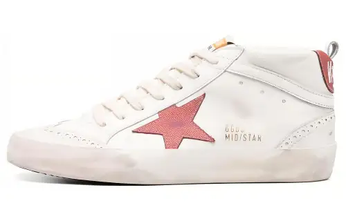Golden Goose Mid Star Low top Skateboard Shoes Women's White Pink Distressed