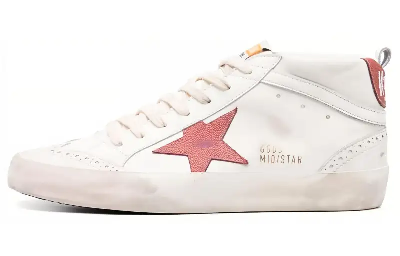 Golden Goose Mid Star Low top Skateboard Shoes Women's White Pink Distressed