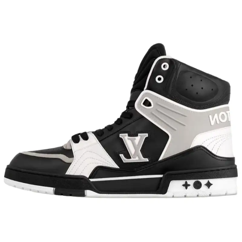 LOUIS VUITTON Trainer Cushioning Abrasion Resistant Cushioning, Wear Resistant High top Skateboard Shoes Men's Black